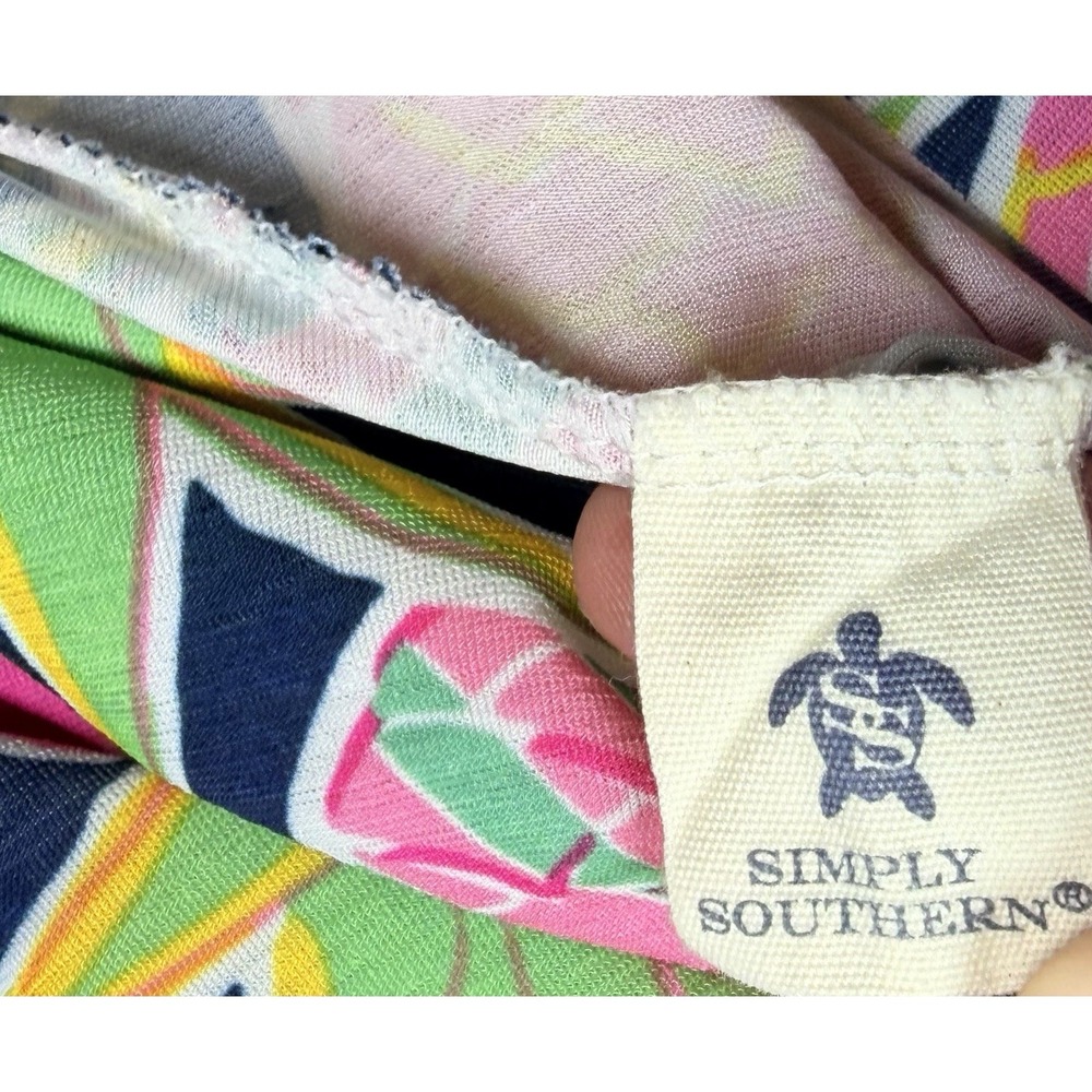 Simply Southern Women Bright Pastel Pineapple Dress 3/4 Sleeve Shark Tooth Hem M - Picture 3 of 7